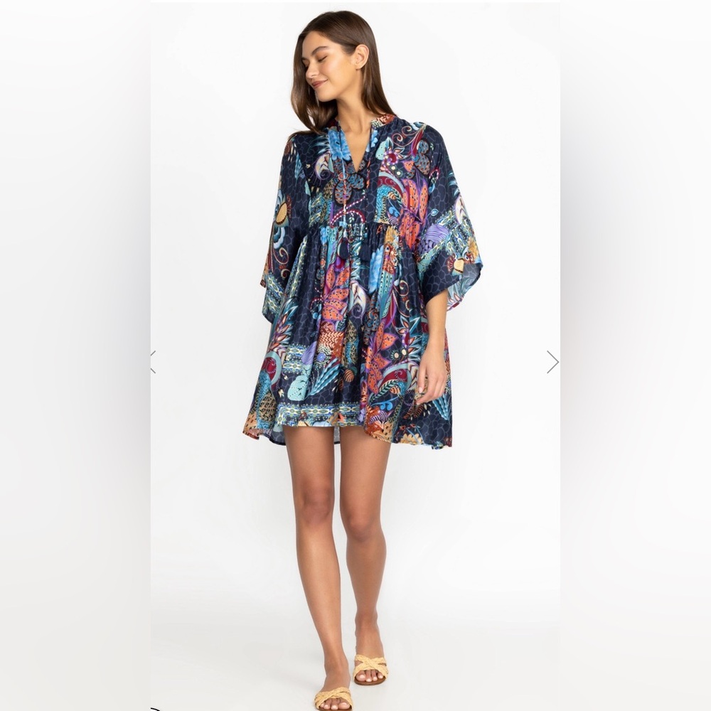 Johnny Was Sea Owl Short Kaftan Dress, Size XS